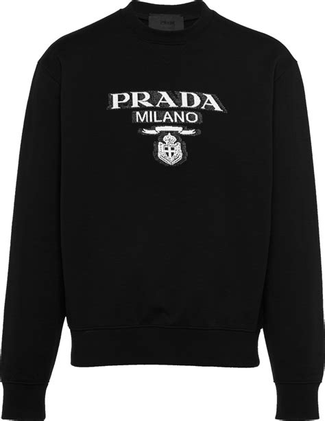 prada black ribbed sweater|prada milano sweatshirt.